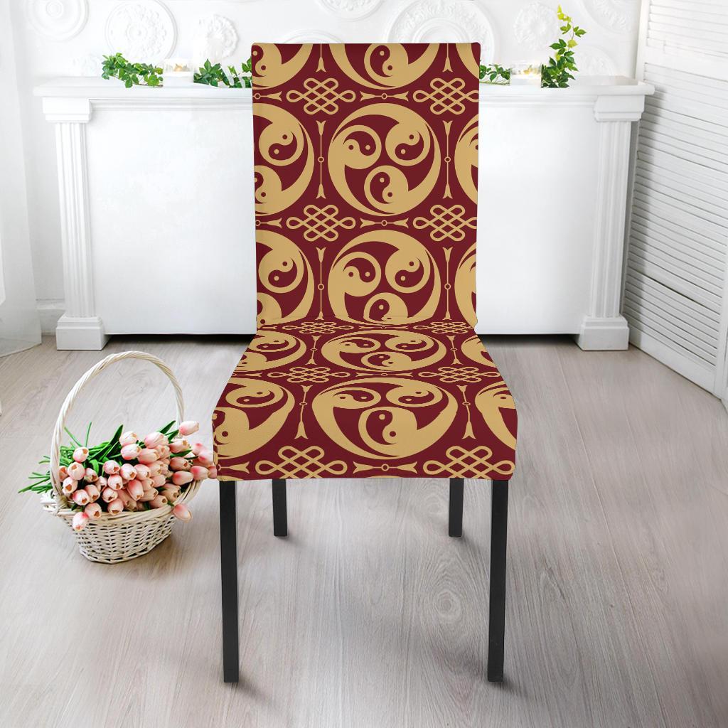 Yin Yang Style Pattern Design Print Dining Chair Slipcover-JTAMIGO.COM