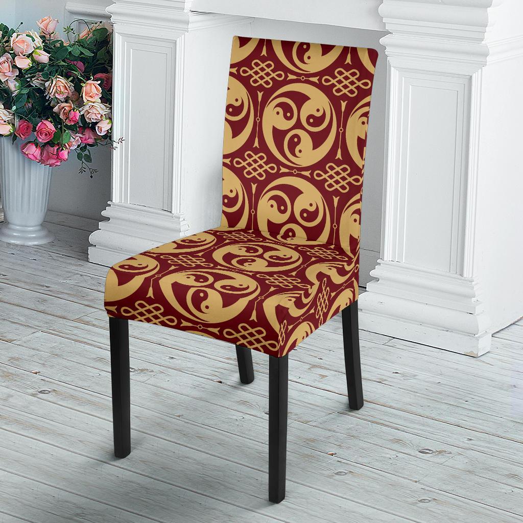 Yin Yang Style Pattern Design Print Dining Chair Slipcover-JTAMIGO.COM
