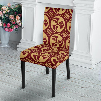 Yin Yang Style Pattern Design Print Dining Chair Slipcover-JTAMIGO.COM