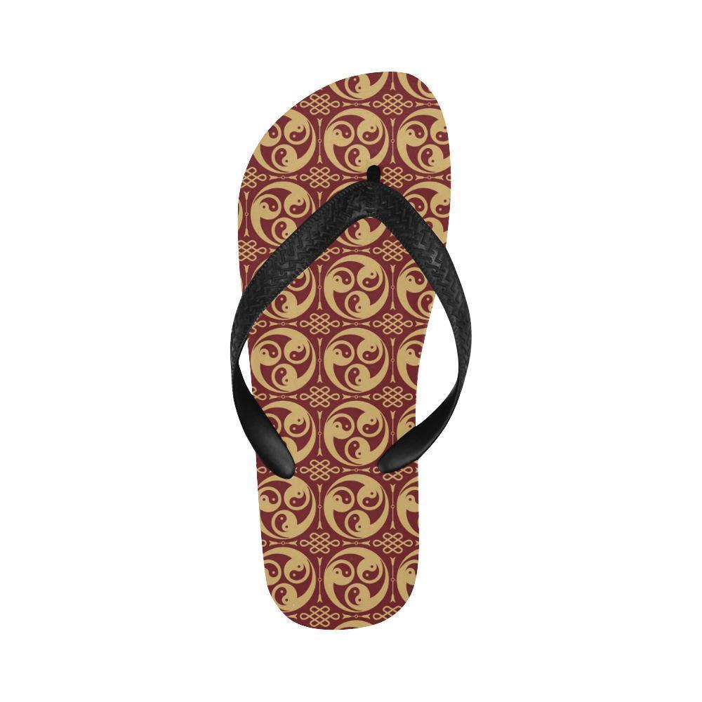 Yin Yang Style Pattern Design Print Flip Flops-JTAMIGO.COM