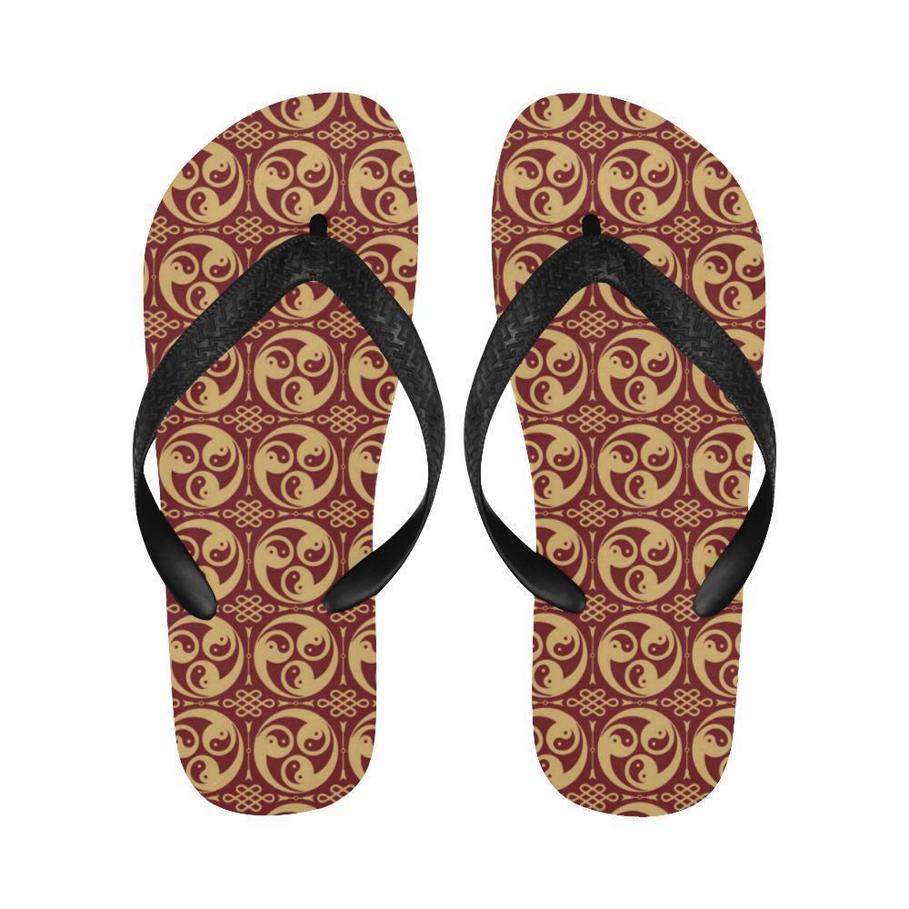 Yin Yang Style Pattern Design Print Flip Flops-JTAMIGO.COM