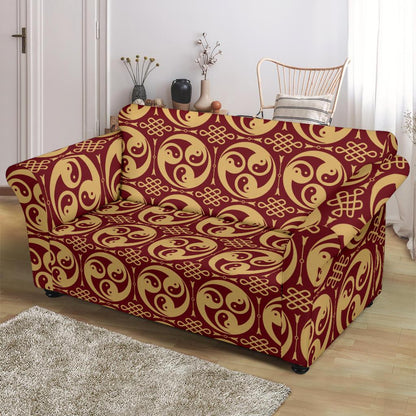 Yin Yang Style Pattern Design Print Loveseat Slipcover-JTAMIGO.COM