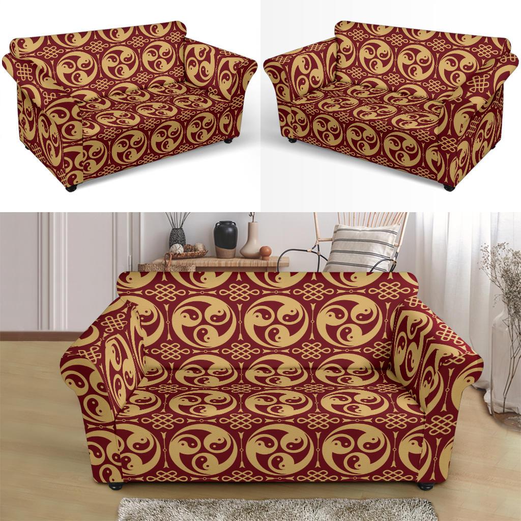 Yin Yang Style Pattern Design Print Loveseat Slipcover-JTAMIGO.COM