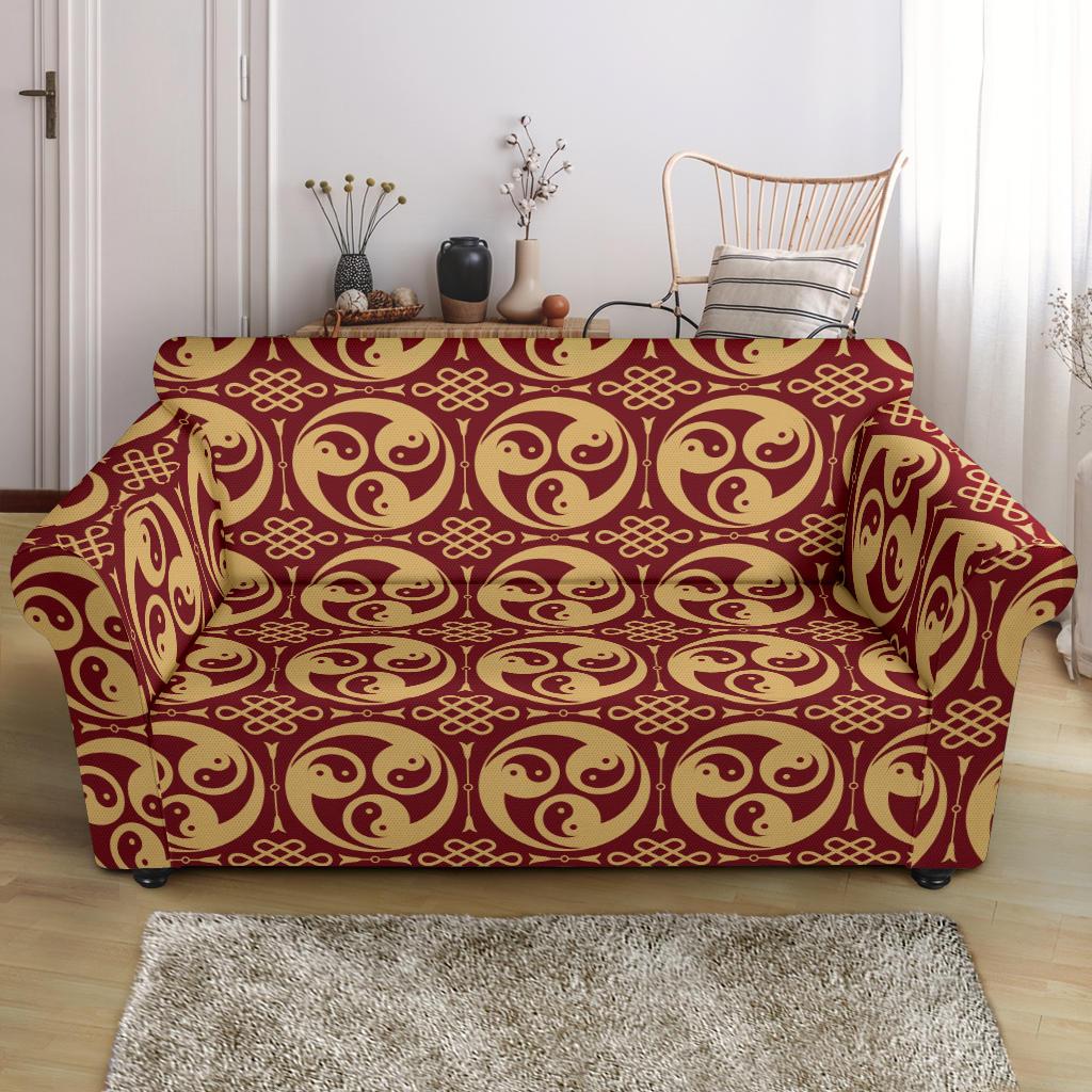 Yin Yang Style Pattern Design Print Loveseat Slipcover-JTAMIGO.COM