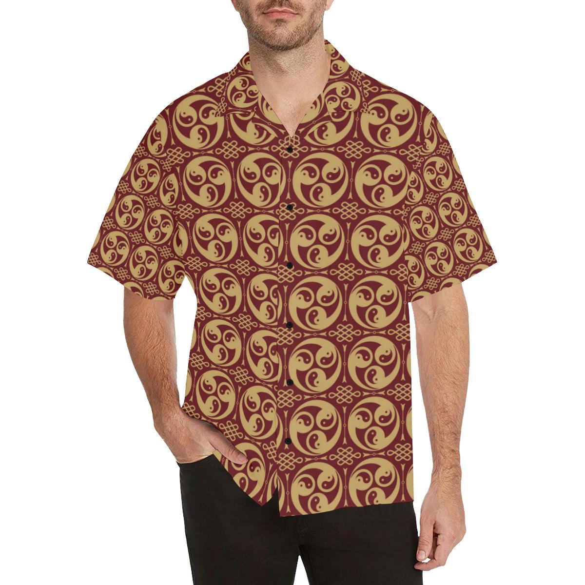 Yin Yang Style Pattern Design Print Men Aloha Hawaiian Shirt