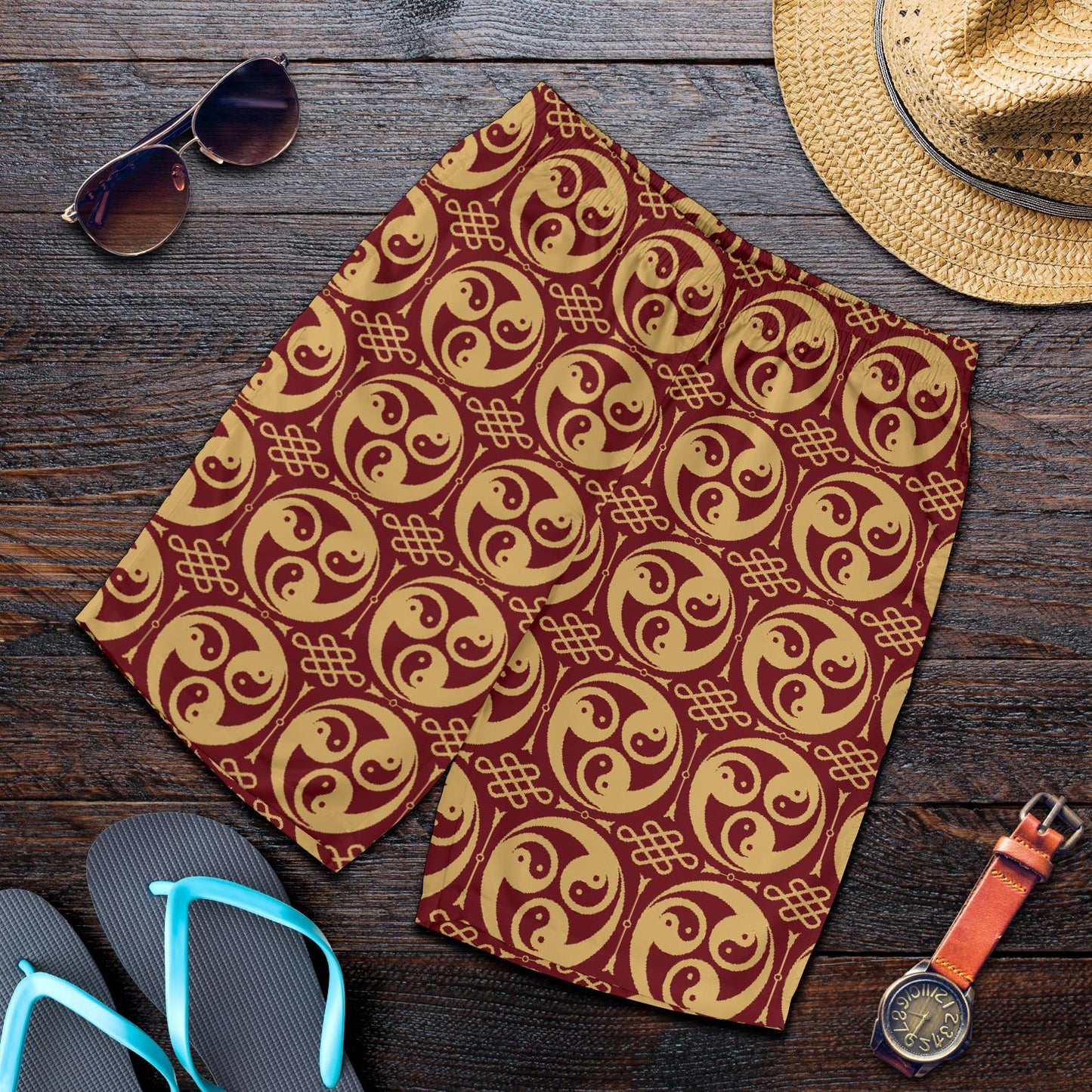 Yin Yang Style Pattern Design Print Mens Shorts-JTAMIGO.COM