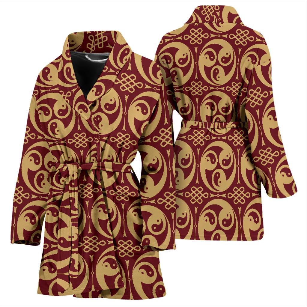Yin Yang Style Pattern Design Print Women Bath Robe-JTAMIGO.COM