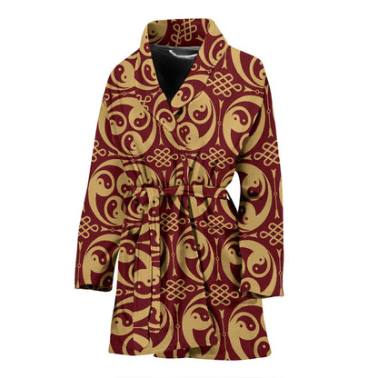 Yin Yang Style Pattern Design Print Women Bath Robe-JTAMIGO.COM