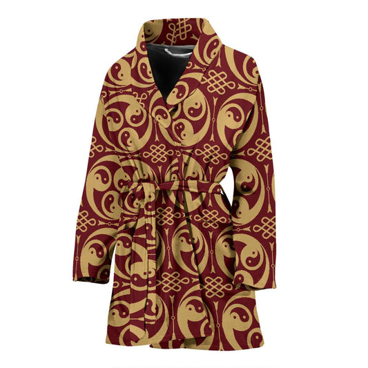 Yin Yang Style Pattern Design Print Women Bath Robe-JTAMIGO.COM