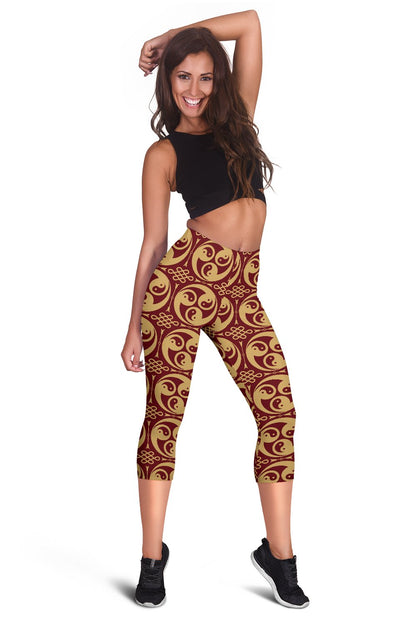 Yin Yang Style Pattern Design Print Women Capris