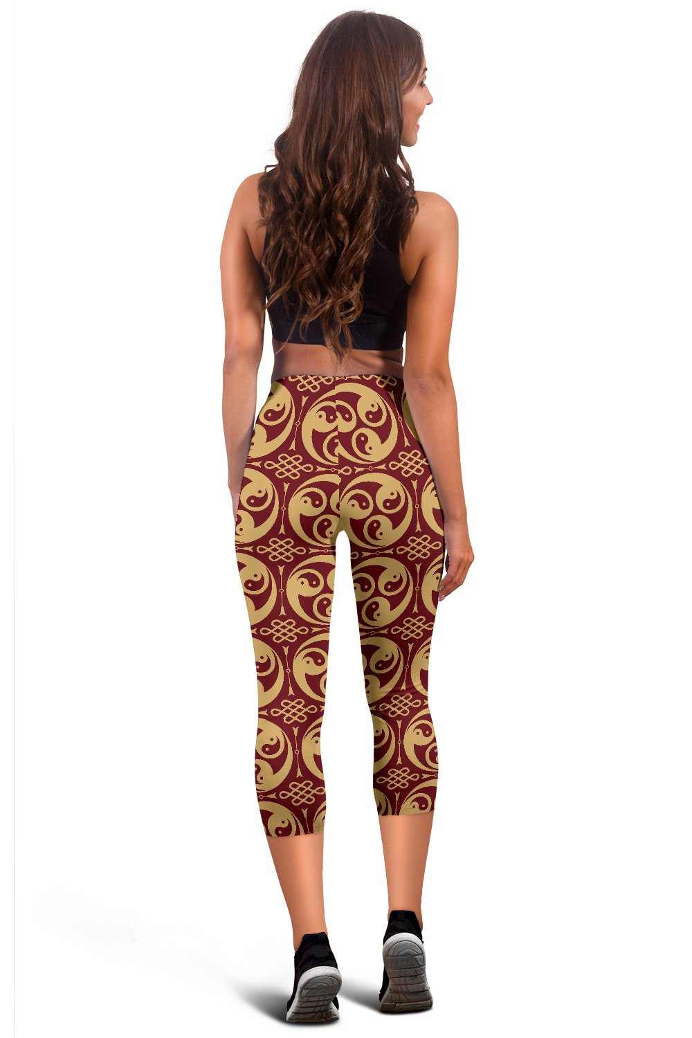 Yin Yang Style Pattern Design Print Women Capris