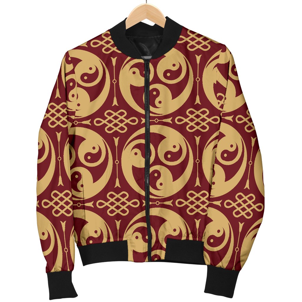 Yin Yang Style Pattern Design Print Women Casual Bomber Jacket