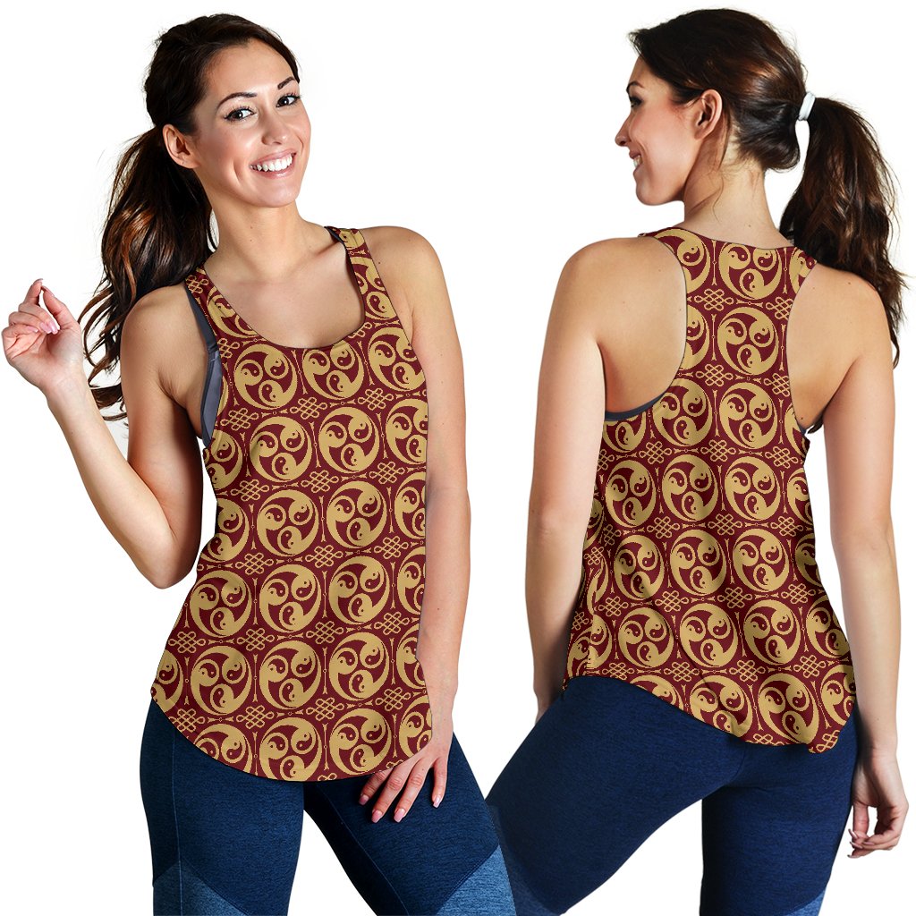 Yin Yang Style Pattern Design Print Women Racerback Tank Top