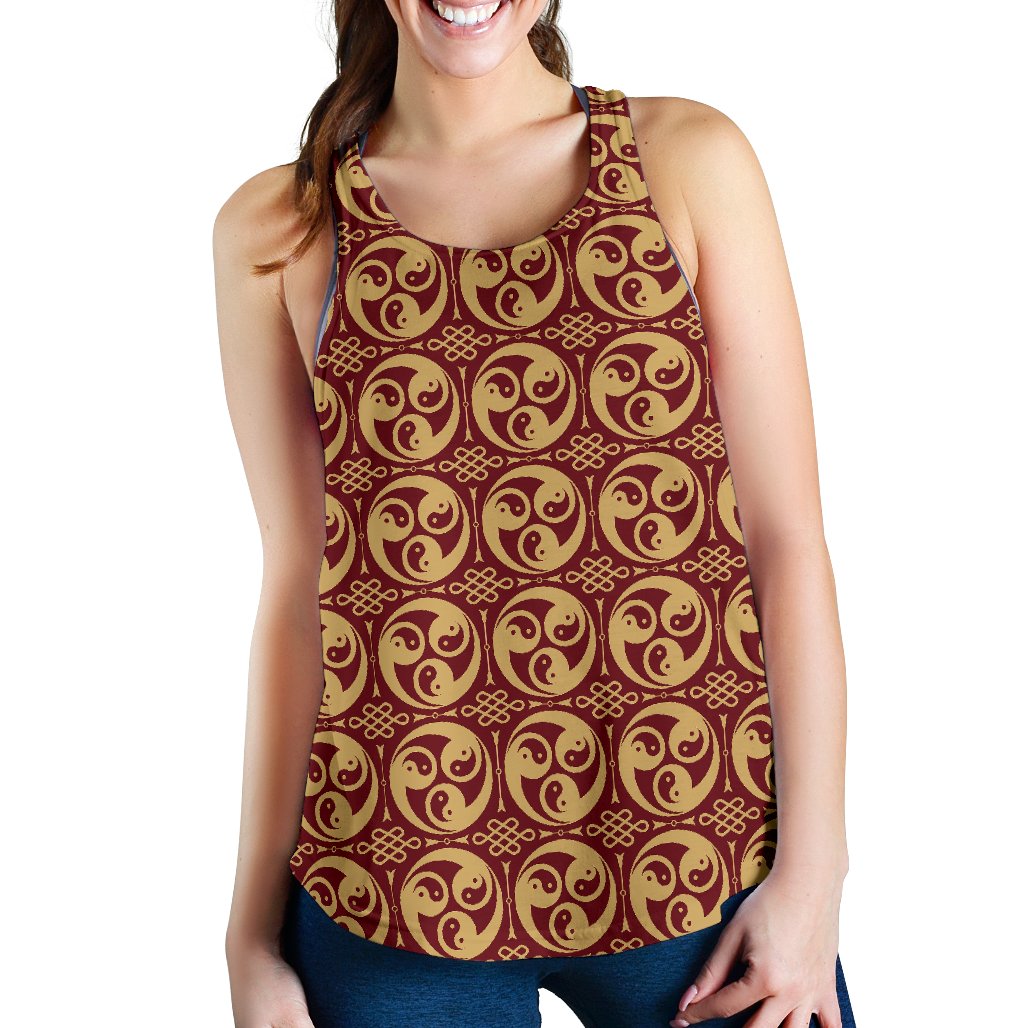 Yin Yang Style Pattern Design Print Women Racerback Tank Top