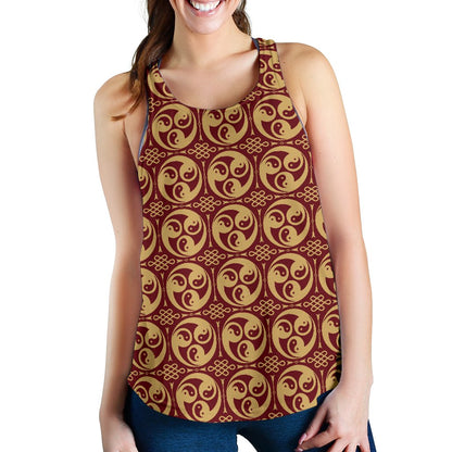 Yin Yang Style Pattern Design Print Women Racerback Tank Top