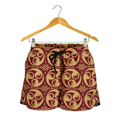 Yin Yang Style Pattern Design Print Women Shorts-JTAMIGO.COM