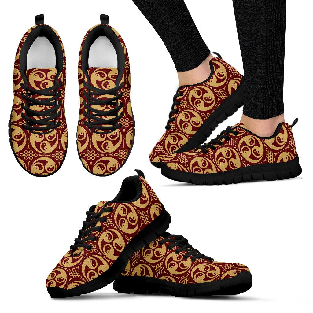 Yin Yang Style Pattern Design Print Women Sneakers Shoes