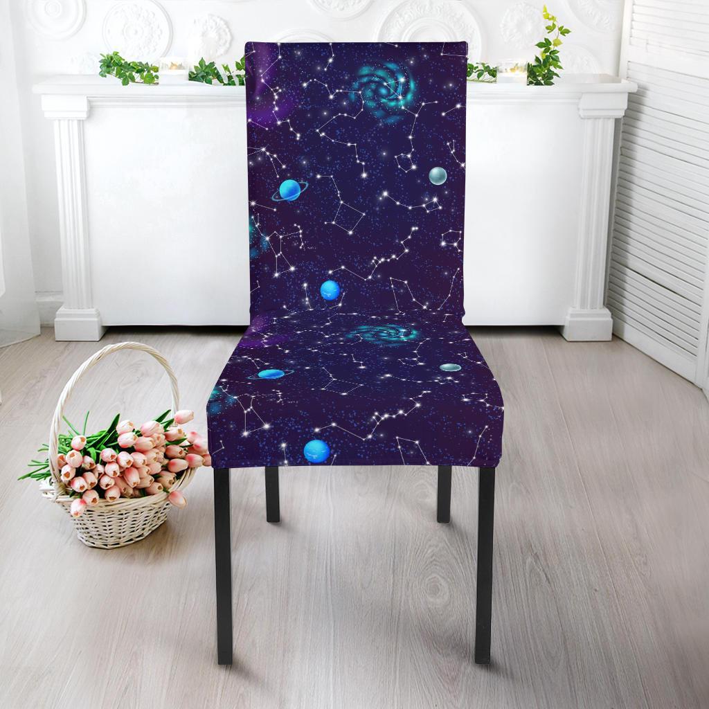 Zodiac Galaxy Design Print Dining Chair Slipcover-JTAMIGO.COM