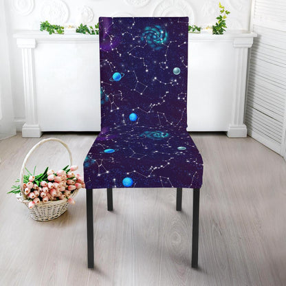Zodiac Galaxy Design Print Dining Chair Slipcover-JTAMIGO.COM