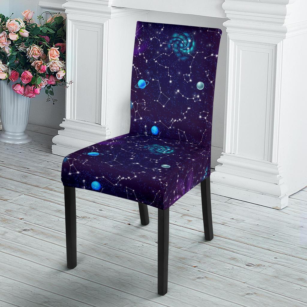 Zodiac Galaxy Design Print Dining Chair Slipcover-JTAMIGO.COM