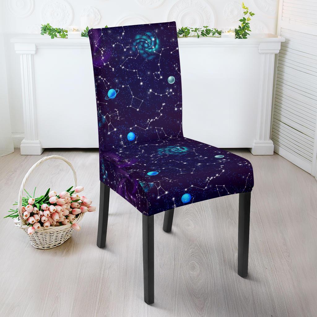 Zodiac Galaxy Design Print Dining Chair Slipcover-JTAMIGO.COM