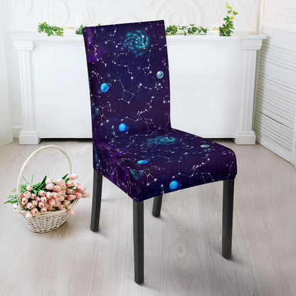 Zodiac Galaxy Design Print Dining Chair Slipcover-JTAMIGO.COM