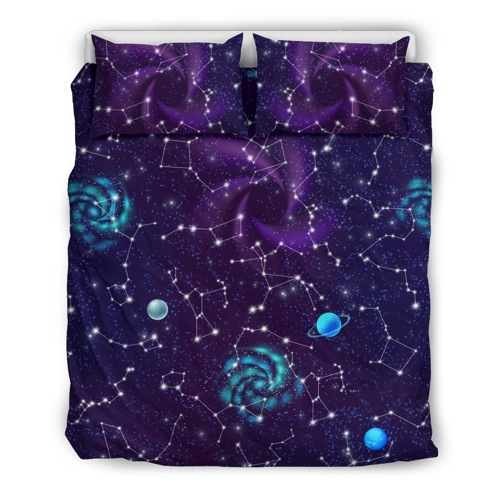 Zodiac Galaxy Design Print Duvet Cover Bedding Set