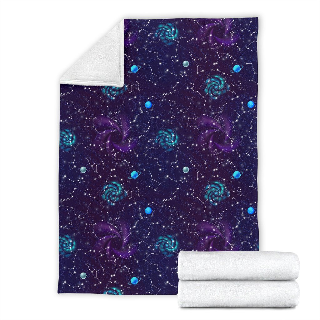 Zodiac Galaxy Design Print Fleece Blanket