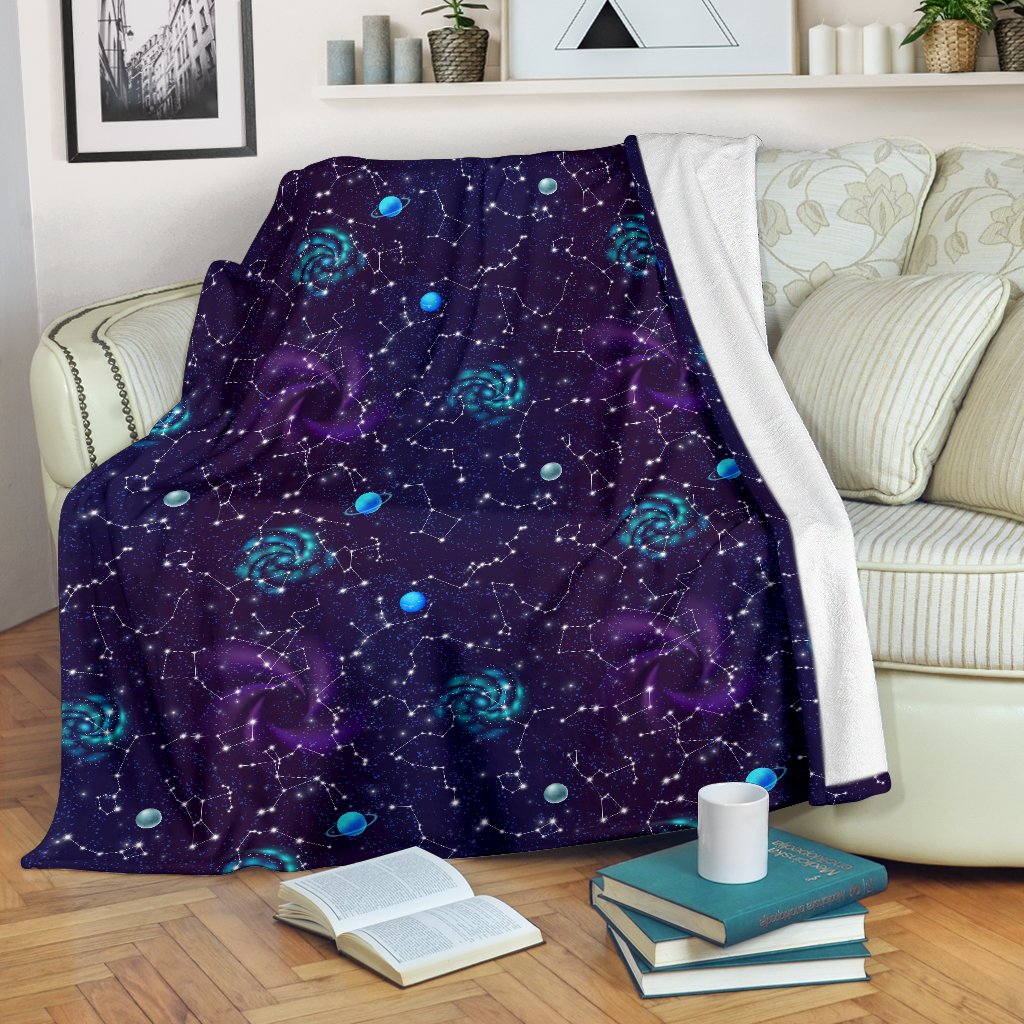 Zodiac Galaxy Design Print Fleece Blanket