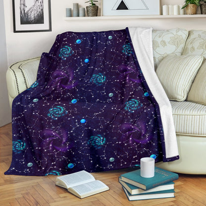 Zodiac Galaxy Design Print Fleece Blanket