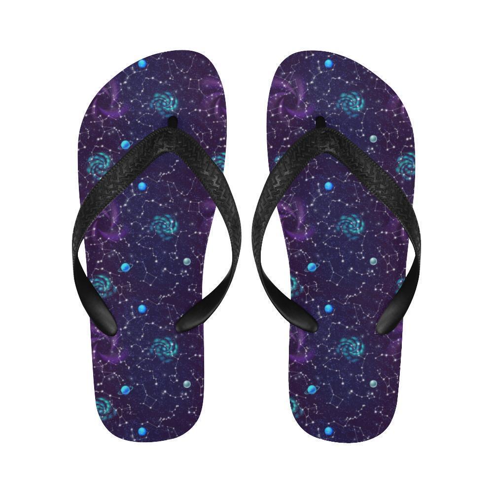 Zodiac Galaxy Design Print Flip Flops-JTAMIGO.COM