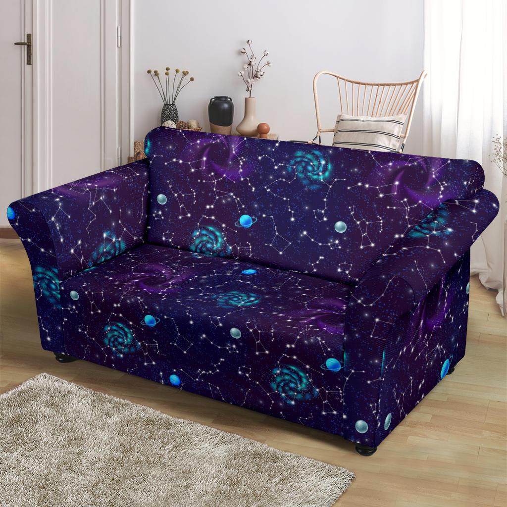 Zodiac Galaxy Design Print Loveseat Slipcover-JTAMIGO.COM