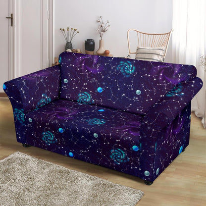 Zodiac Galaxy Design Print Loveseat Slipcover-JTAMIGO.COM