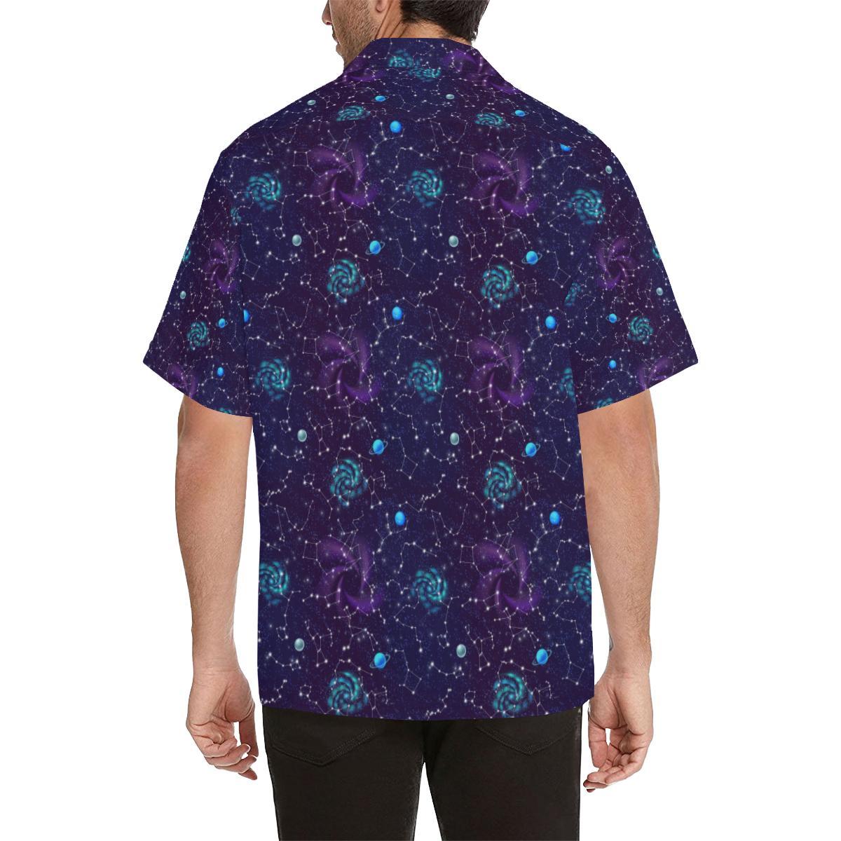 Zodiac Galaxy Design Print Men Aloha Hawaiian Shirt