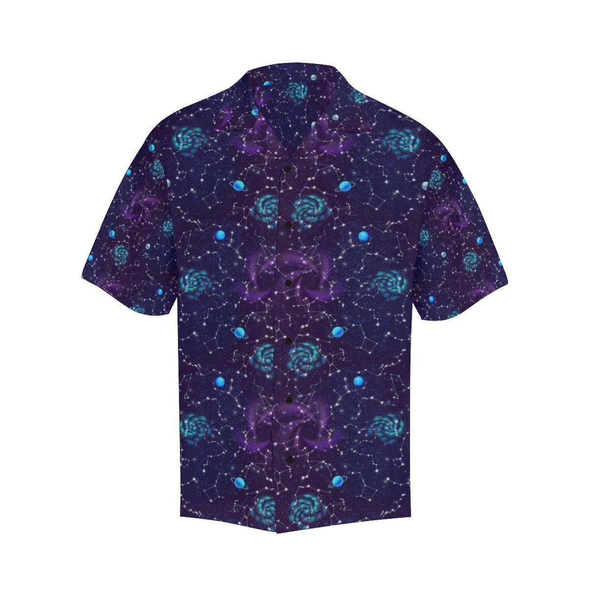 Zodiac Galaxy Design Print Men Aloha Hawaiian Shirt