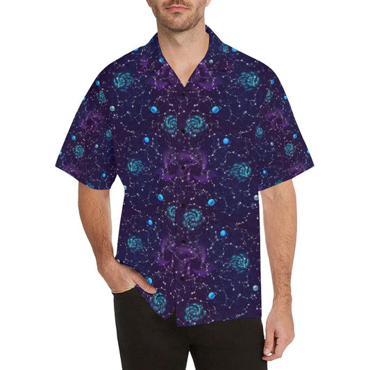 Zodiac Galaxy Design Print Men Aloha Hawaiian Shirt