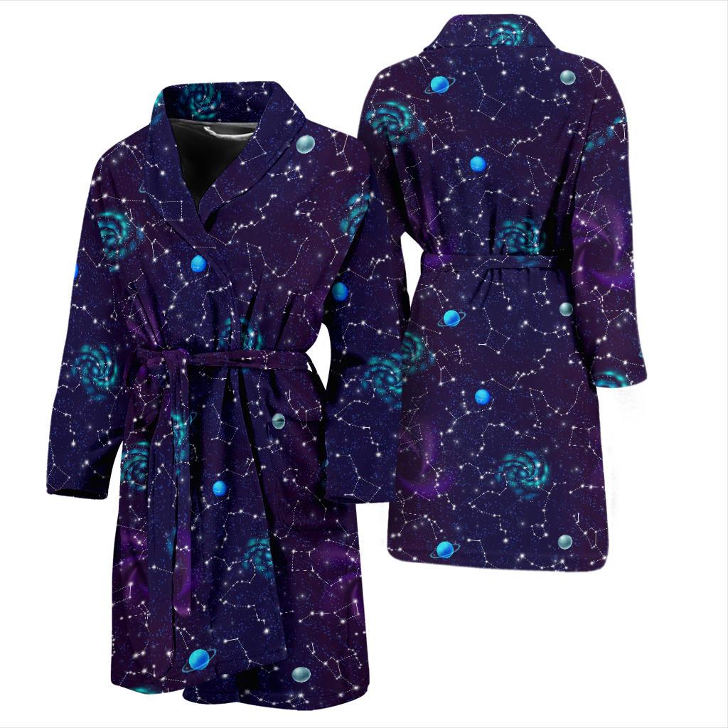 Zodiac Galaxy Design Print Men Bath Robe-JTAMIGO.COM