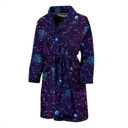 Zodiac Galaxy Design Print Men Bath Robe-JTAMIGO.COM