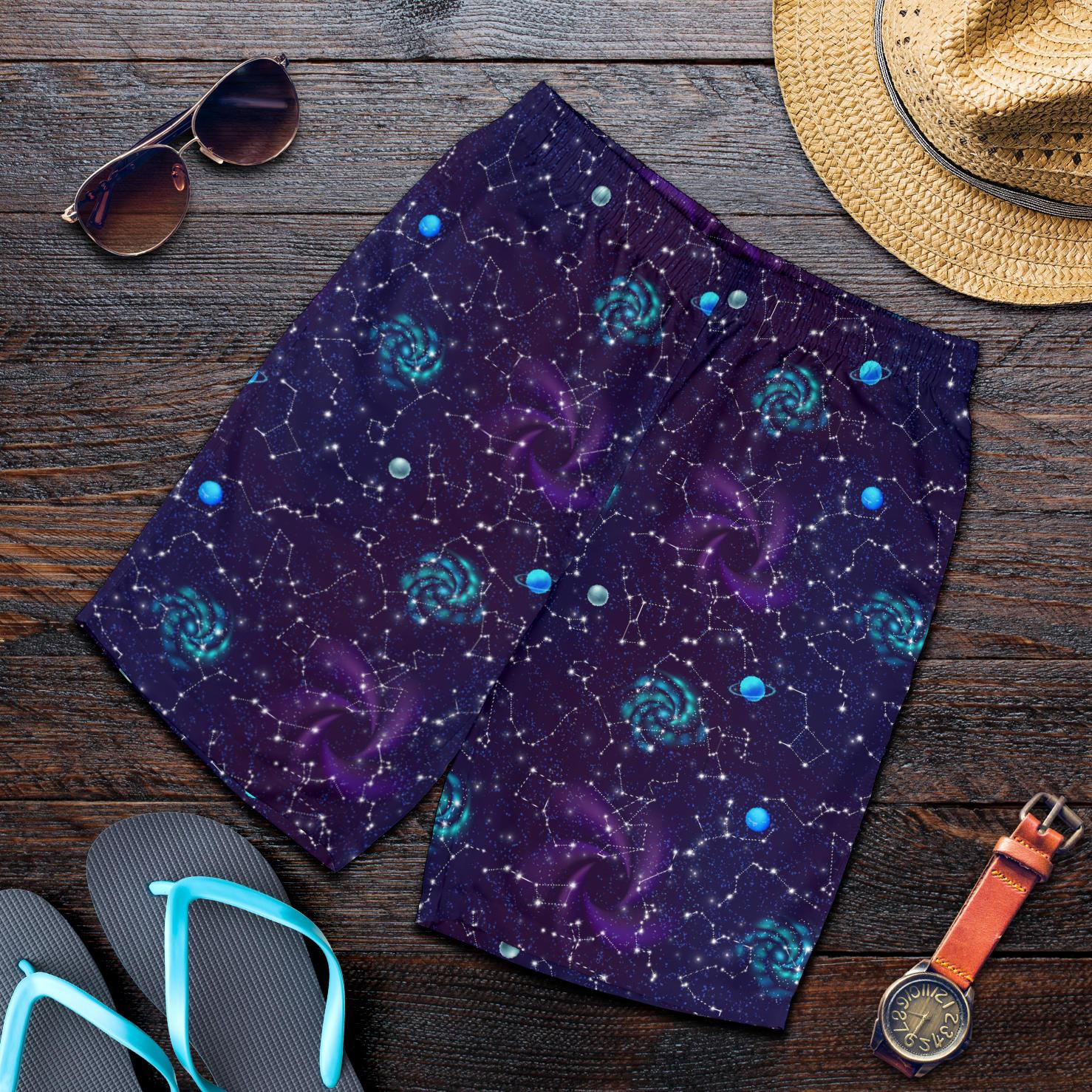 Zodiac Galaxy Design Print Mens Shorts-JTAMIGO.COM