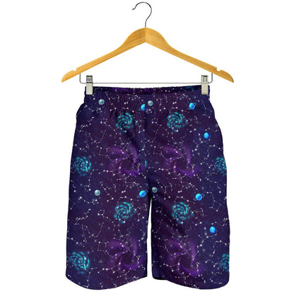 Zodiac Galaxy Design Print Mens Shorts-JTAMIGO.COM