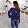 Zodiac Galaxy Design Print Off Shoulder Sweatshirt