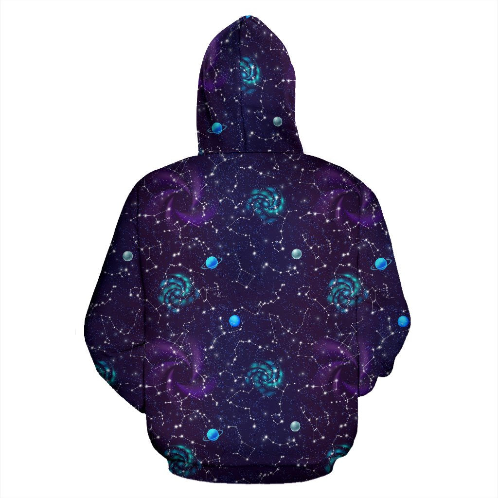 Zodiac Galaxy Design Print Pullover Hoodie