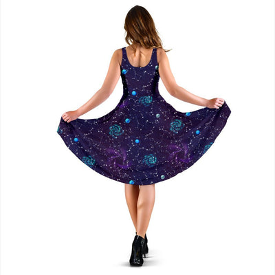 Zodiac Galaxy Design Print Sleeveless Dress