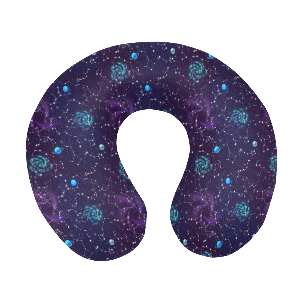 Zodiac Galaxy Design Print U-Shaped Travel Neck Pillow-JTAMIGO.COM