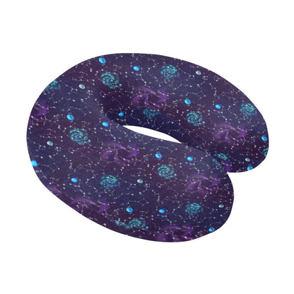 Zodiac Galaxy Design Print U-Shaped Travel Neck Pillow-JTAMIGO.COM