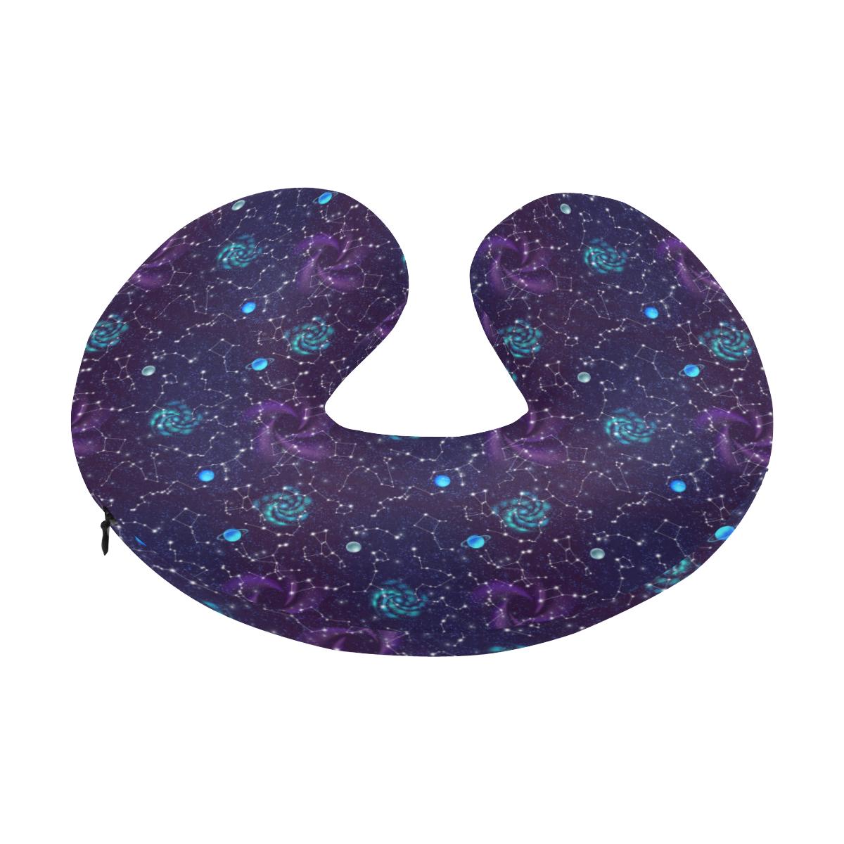 Zodiac Galaxy Design Print U-Shaped Travel Neck Pillow-JTAMIGO.COM