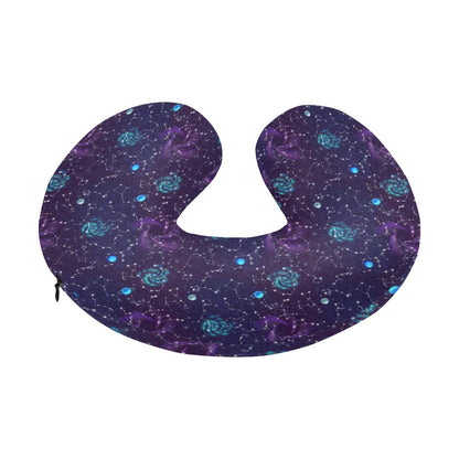 Zodiac Galaxy Design Print U-Shaped Travel Neck Pillow-JTAMIGO.COM