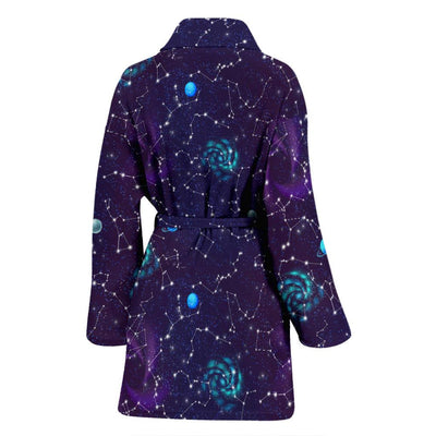 Zodiac Galaxy Design Print Women Bath Robe-JTAMIGO.COM