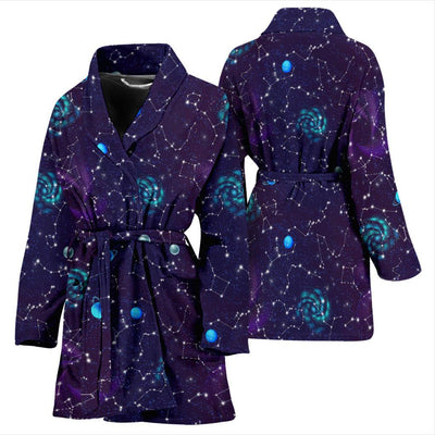 Zodiac Galaxy Design Print Women Bath Robe-JTAMIGO.COM