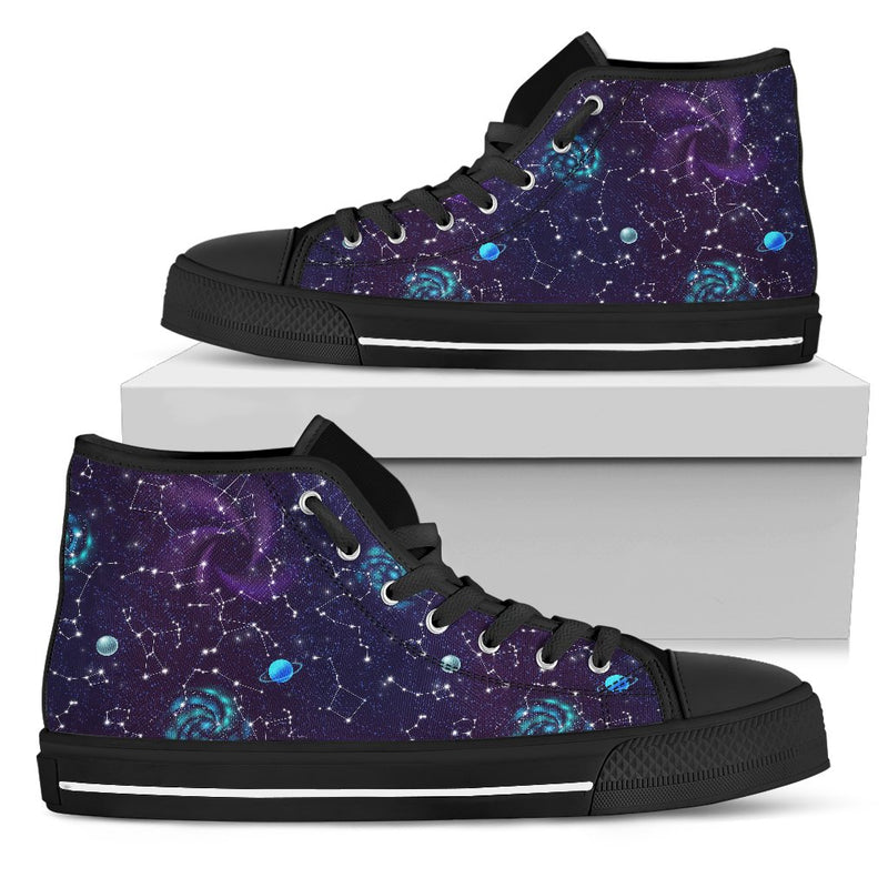 Zodiac Galaxy Design Print Women High Top Shoes